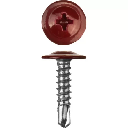 Саморезы ЗУБР с прессшайбой и сверлом по листовому металлу до 2мм, окрашенные в RAL-3005, PH2, 4,2х19мм, 450шт 300211-42-019-3005 купить в Сургуте