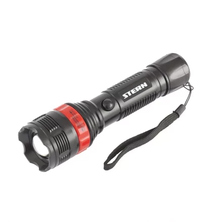 Фонарь бытовой пластик 3W LED ремешок зум 3 режима 100% - 50% - стробоскоп 3хААА Stern 90572 купить в Сургуте