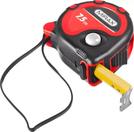 Рулетка, MIRAX 34013-08-25, 3 стопора, двухкомпонентный пластиковый корпус, 7,5мх25мм 34013-08-25 купить в Сургуте