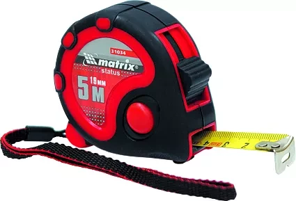 Рулетка Status 3 fixations 5 м х 25 мм двухкомпонентный корпус 3 фиксации ленты  MATRIX 31035 купить в Сургуте