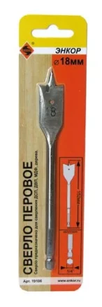Сверло для дерева 18Х152 мм перовое Энкор 19106 купить в Сургуте