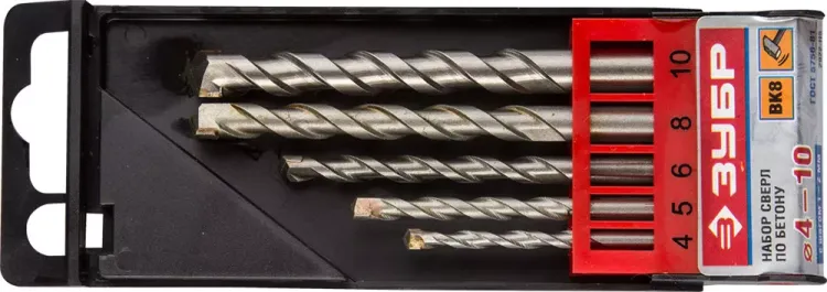 Набор ЗУБР Свёрла "МАСТЕР" по бетону, ударные, 4; 5; 6; 8; 10мм, 5шт 2922-H5 купить в Сургуте