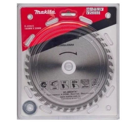 Диск пильный Makita,185х16/20/30х2/1.3 мм,40зуб,д\дерева (D-45923) купить в Сургуте