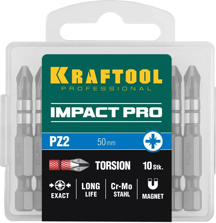 Биты для ударных шуруповертов KRAFTOOL Impact Pro PZ 26193-2-50-S10 купить в Сургуте