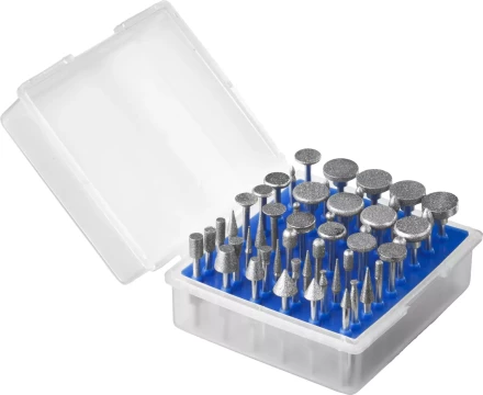 Набор ЗУБР &quot;ПРОФЕССИОНАЛ&quot;: Мини-насадки с алмазным напылением в пластиковом боксе, Р 180, хвостовик 3мм, 50 предметов 33383-H50 купить в Сургуте