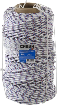 Фал плетёный полипропиленовый СИБИН 16-прядный с полипропиленовым сердечником, диаметр 6 мм, бухта 100 м, 320 кгс 50215-06 купить в Сургуте
