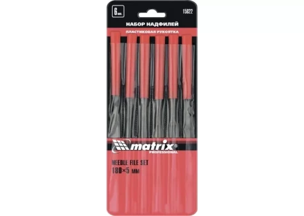Набор надфилей 180 х 5мм 6 шт пластиковые рукоятки MATRIX 15822 купить в Сургуте