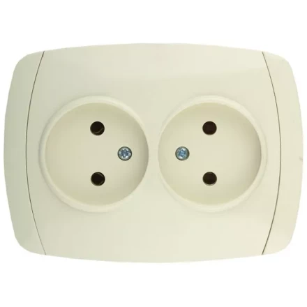 Розетка СВЕТОЗАР &quot;CITY LIGHT&quot; двойная в сборе, без заземления, цвет бежевый, 16А/~250В SV-54202-B купить в Сургуте