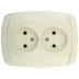 Розетка СВЕТОЗАР &quot;CITY LIGHT&quot; двойная в сборе, без заземления, цвет бежевый, 16А/~250В SV-54202-B купить в Сургуте