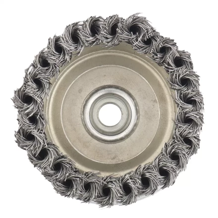 Щетка для УШМ Heavy Duty, 125 мм, М14, &quot;чашка&quot;, крученая металлическая проволока  MATRIX 74674 купить в Сургуте