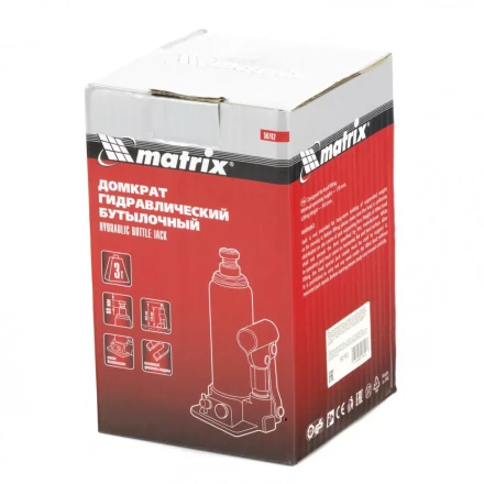 Домкрат гидравлический бутылочный 3 т h подъема 178-343 мм Matrix 50762 купить в Сургуте