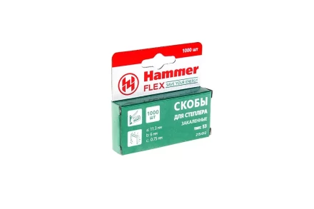 Скобы для степлера HAMMER 215-012 6мм, тип 53, 1000 шт. купить в Сургуте