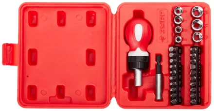 Набор ЗУБР &quot;МАСТЕР&quot; отвертка реверсивная в комплекте с насадками, в боксе, 29 предметов 25420-H29 купить в Сургуте