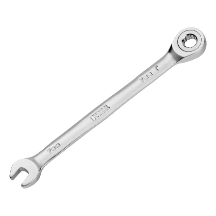 Ключ комбинированный трещоточный, 7 мм, CrV, матовый хром// Denzel 14701 купить в Сургуте
