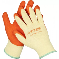 Перчатки STAYER "EXPERT"  рабочие с рельефным латексным покрытием, 10 класс, S-M 11407-S
