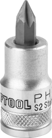 Торцовая бита-головка KRAFTOOL &quot;INDUSTRIE QUALITAT&quot;, материал S2, PHILLIPS, сатинированная, 1/2&quot;, PH1 27901-1_z01 купить в Сургуте