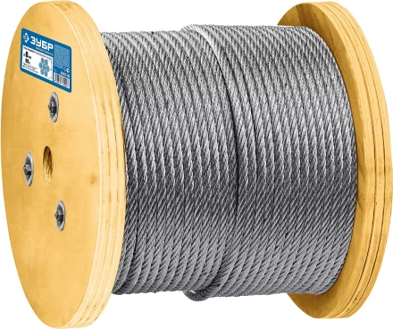 ЗУБР DIN 3066, свивка 6 х 37 + IWR, 8 мм, L 80 м, грузоподъемный стальной трос, Профессионал (30417-08) купить в Сургуте