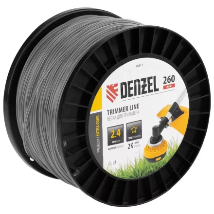 Леска для триммера двухкомпонентная звезда, 2,4мм х 260м, на DIN катушке EXTRA CORD// Denzel 96813 купить в Сургуте