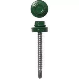 Саморезы ЗУБР &quot;ПРОФЕССИОНАЛ&quot; окраш., RAL 6002 зелен. лист, для крепл. кров. матер. к дерев. обреш., 4.8x35мм, 380шт 4-300315-48-035-6002