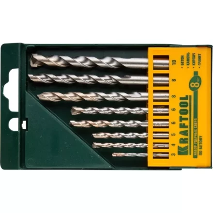 Набор KRAFTOOL Сверла &quot;INDUSTRIE QUALITAT&quot; по бетону ударные, самоцентр. наконечник, цилиндр. хвостовик, в боксе, 8шт 29165-H8 купить в Сургуте