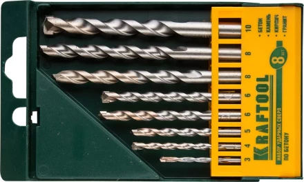 Набор KRAFTOOL Сверла &quot;INDUSTRIE QUALITAT&quot; по бетону ударные, самоцентр. наконечник, цилиндр. хвостовик, в боксе, 8шт 29165-H8 купить в Сургуте
