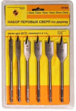 Набор сверл перовых  6шт д/дер.  1/60 19184 купить в Сургуте