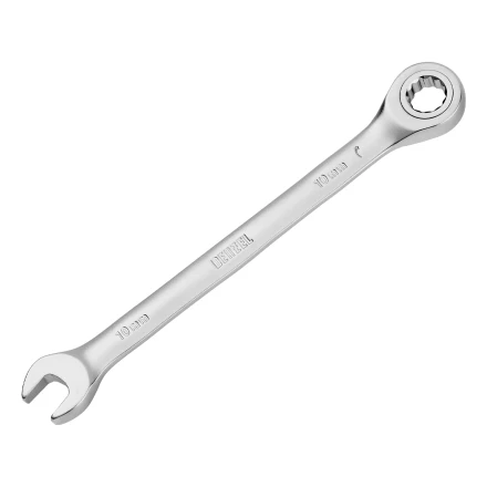 Ключ комбинированный трещоточный, 10 мм, CrV, матовый хром// Denzel 14704 купить в Сургуте