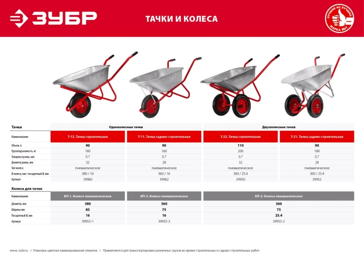 Колесо пневматическое для тачек 39950 39952 360 мм серия Без серии купить в Сургуте