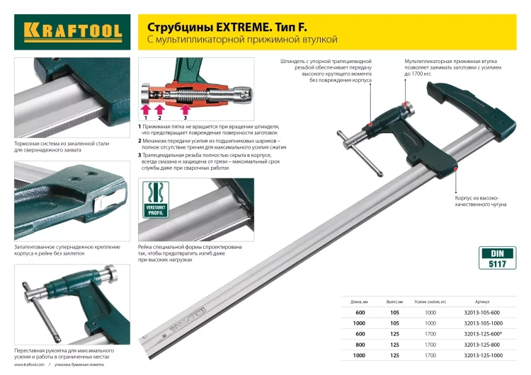Струбцина "EcoKraft" ручная пистолетная, KRAFTOOL 32226-15, пластиковый корпус, 150/350мм, 150кгс 32226-15 купить в Сургуте