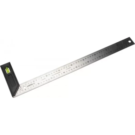 Угольник &quot;ЭКСПЕРТ&quot; разметочный, усиленный, встроенный уровень, гравирован шкала, нерж полотно 37мм, толщина 2мм, 500мм 34397-50 купить в Сургуте