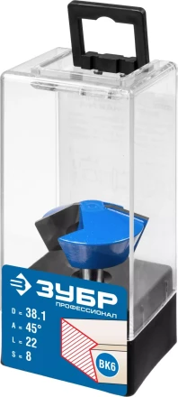 ЗУБР 38.1 x 22 мм, фреза кромочная конусная, Профессионал (28725-38.1-45) купить в Сургуте