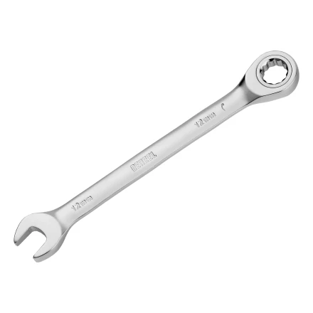 Ключ комбинированный трещоточный, 12 мм, CrV, матовый хром// Denzel 14706 купить в Сургуте