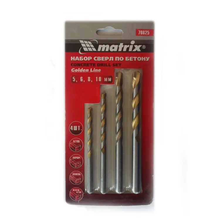 Набор сверл по бетону Golden Line 5-6-8-10мм MATRIX 70825 купить в Сургуте