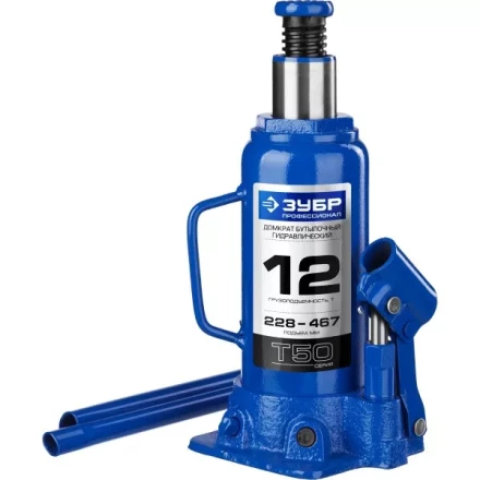 Домкрат гидравлический бутылочный T50, 12т, 228-467мм, ЗУБР Профессионал 43060-12 43060-12_z01 купить в Сургуте