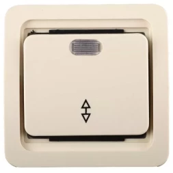 Выключатель СВЕТОЗАР &quot;ГАММА&quot; проходной одноклавишный, с подсветкой, цвет бежевый, 10А/~250В SV-54138-B