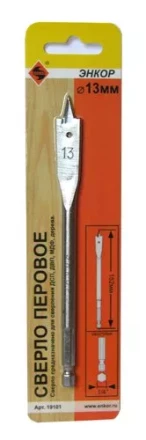 Сверло для дерева 13Х152 мм перовое Энкор 19101 купить в Сургуте