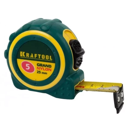 Рулетка KRAFTOOL &quot;GRAND&quot;, двухкомпонентный корпус, двусторонняя шкала, нейлоновое покрытие, 5мх25мм 3412-05_z01 купить в Сургуте