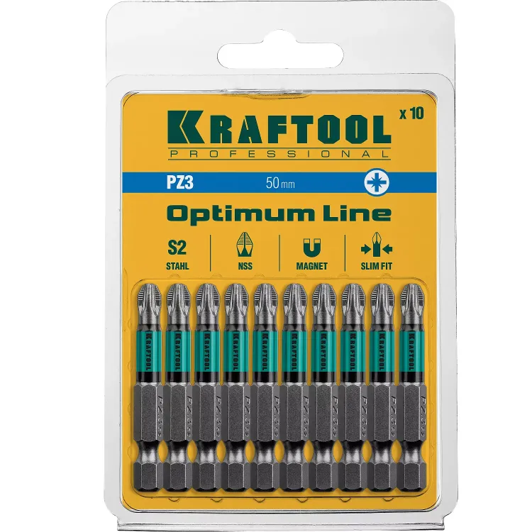 Биты KRAFTOOL OPTIMUM PZ 26124-3-50-10 купить в Сургуте