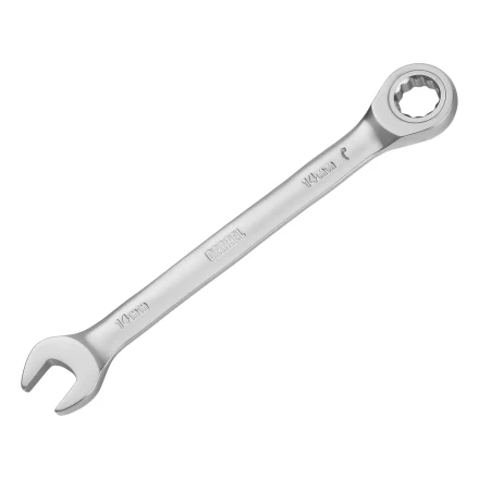 Ключ комбинированный трещоточный, 14 мм, CrV, матовый хром// Denzel 14708 купить в Сургуте