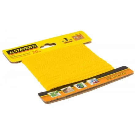 Шнур STAYER &quot;STANDARD&quot; хозяйственно-бытовой, полипропиленовый, вязанный, без сердечника, желтый, d 3, 20м 50424-03-020 купить в Сургуте