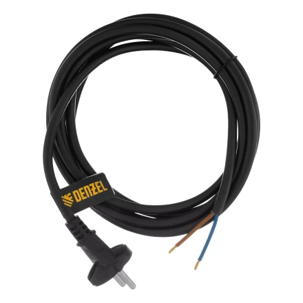Шнур сетевой Denzel Energy Series, ПВС, 3 м, 2 x 1,5 мм, с неразборной вилкой, черный, 3 м, 37673 купить в Сургуте
