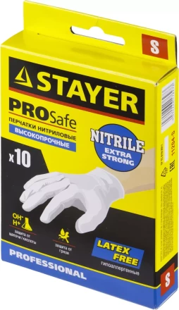Перчатки STAYER &quot;PROFI&quot; нитриловые экстратонкие, S, 10шт 11204-S купить в Сургуте
