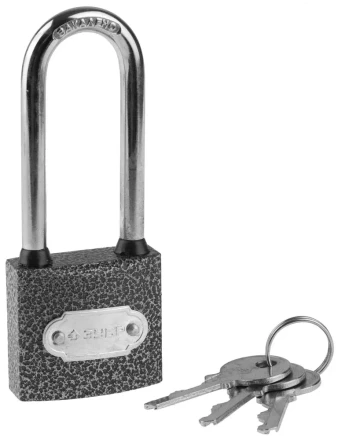 Замок ЗУБР &quot;МАСТЕР&quot; навесной, металлический корпус, удлиненная закаленная дужка, 38мм 3712-38-1 купить в Сургуте