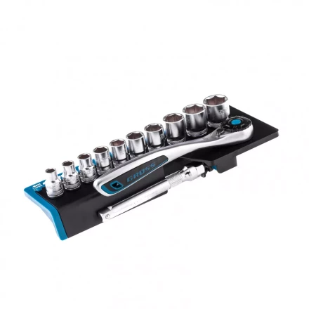 Набор торцевых головок трещотка 120 зубьев 12 предметов 3/8&quot; CrV Gross 14139 купить в Сургуте