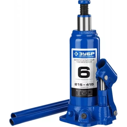 Домкрат гидравлический бутылочный T50, 6т, 215-415мм, ЗУБР Профессионал 43060-6 43060-6_z01 купить в Сургуте