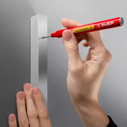 ЗУБР Колибри-30 красный, наконечник L 30 мм,  2.8 мм, перманентный маркер для отверстий (06338-3) купить в Сургуте