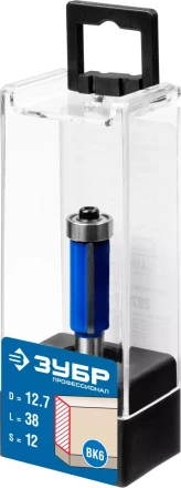 ЗУБР 12.7 x 38 мм, хвостовик 12 мм, фреза кромочная с нижним подшипником, Профессионал (28727-12.7-38) купить в Сургуте