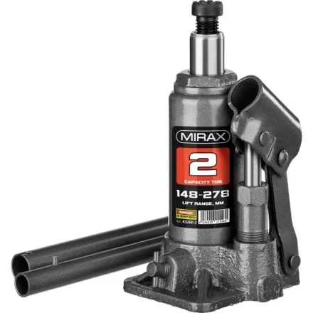 Домкрат гидравлический бутылочный, 2т, 148-278 мм, MIRAX 43260-2 43260-2 купить в Сургуте