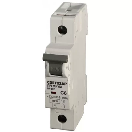 Выключатель автоматический СВЕТОЗАР &quot;ПРЕМИУМ&quot; 1-полюсный, 10 A, &quot;C&quot;, откл. сп. 6 кА, 230 / 400 В SV-49021-10-C купить в Сургуте
