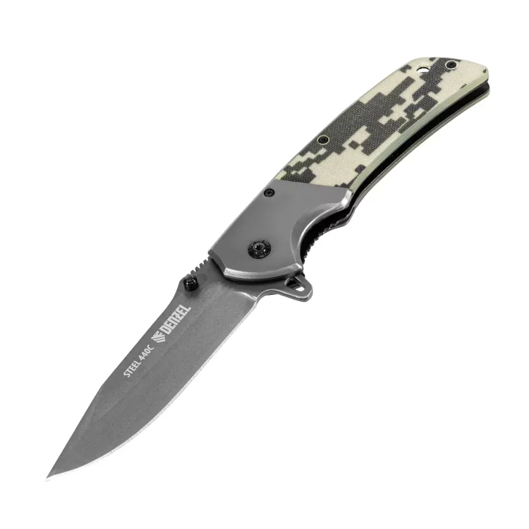 Нож складной Denzel, многоцелевой, системы Liner-Lock, с накладкой G10 на классической рукоятке, 79207 купить в Сургуте